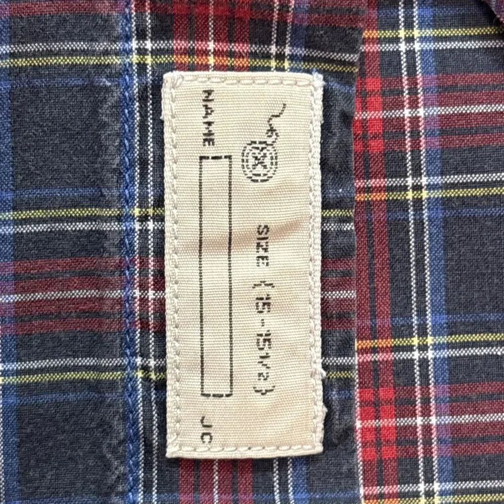 J Crew Mens Medium 15-15 1/2 Plaid Button Down Shirt Red Blue Cotton Y2K Holiday